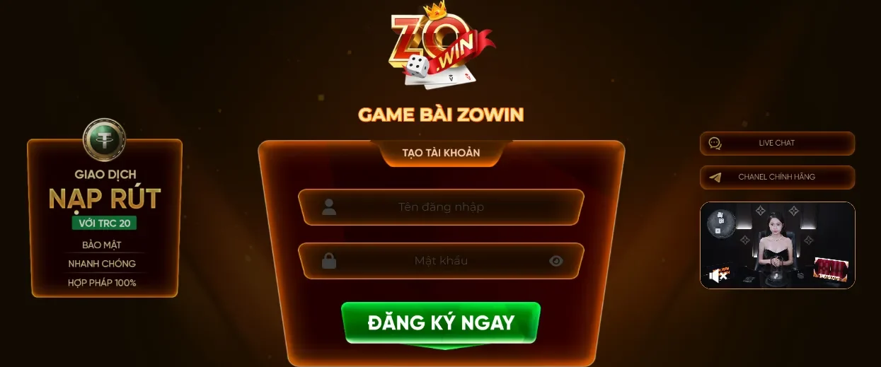 Giao diện đơn giải dể sử dụng tại zowin